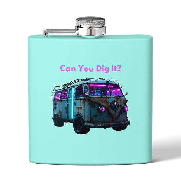 (6 OZ) RETRO STAINLESS STEEL HIP FLASK - FOR VAN LIFERS