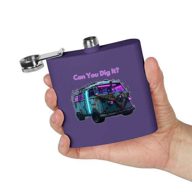 (6 OZ) RETRO STAINLESS STEEL HIP FLASK - FOR VAN LIFERS