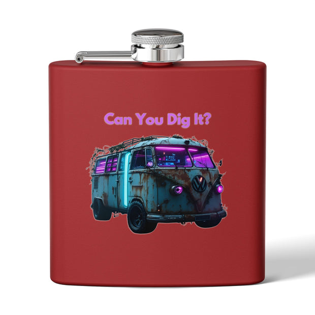 (6 OZ) RETRO STAINLESS STEEL HIP FLASK - FOR VAN LIFERS