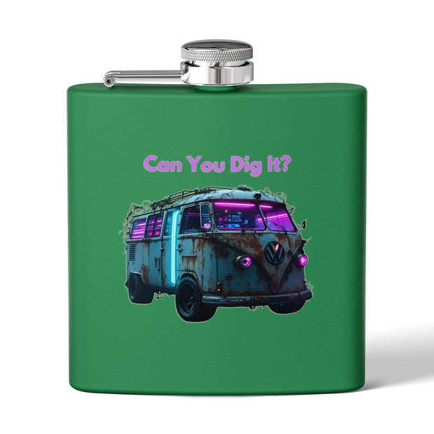 (6 OZ) RETRO STAINLESS STEEL HIP FLASK - FOR VAN LIFERS