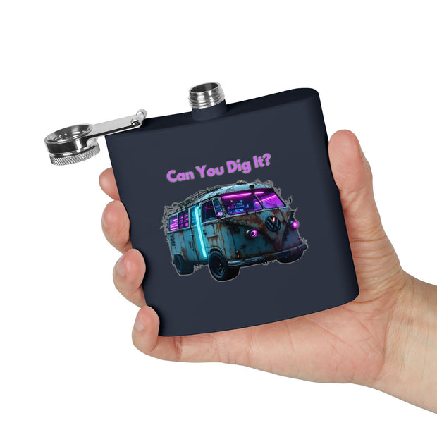(6 OZ) RETRO STAINLESS STEEL HIP FLASK - FOR VAN LIFERS