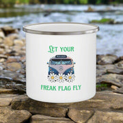 (12 OZ) Enamel Camp Mug "Let Your Freak Flag Fly" Designed for Van Life