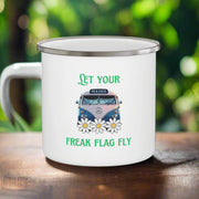 (12 OZ) Enamel Camp Mug "Let Your Freak Flag Fly" Designed for Van Life