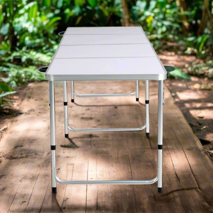WEISSHORN STURDY & LIGHT WEIGHT ALUMINIUM FOLDING CAMP TABLE (240CM) - NickAlly