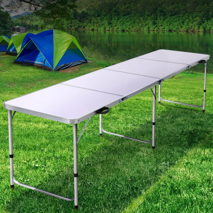 WEISSHORN STURDY & LIGHT WEIGHT ALUMINIUM FOLDING CAMP TABLE (240CM) - NickAlly