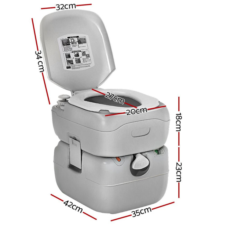 WEISSHORN (22L) PORTABLE CAMPING TOILET WITH FRESH - WATER FLUSHING - NickAlly