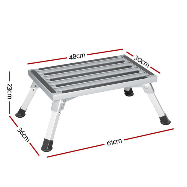 WEISSHORN CARAVAN STEP FOLDING ALUMINIUM STEP STOOL - NickAlly