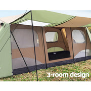 10-PERSON INSTANT CAMPING TENT WITH 3 ROOMS