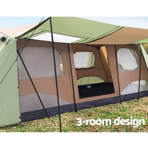 10-PERSON INSTANT CAMPING TENT WITH 3 ROOMS