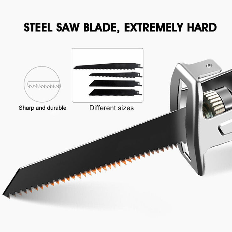 RED CORDLESS ELECTRIC RECIPROCATING HIGH - POWER SAW CUTTER WITH BLADES - NickAlly