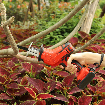 RED CORDLESS ELECTRIC RECIPROCATING HIGH - POWER SAW CUTTER WITH BLADES - NickAlly