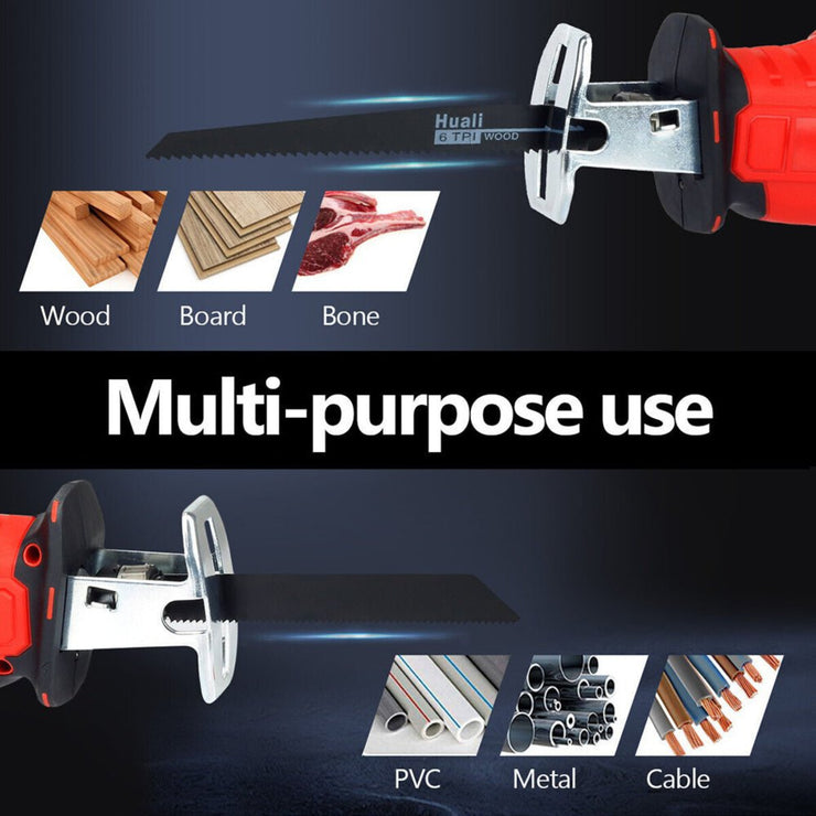 RED CORDLESS ELECTRIC RECIPROCATING HIGH - POWER SAW CUTTER WITH BLADES - NickAlly