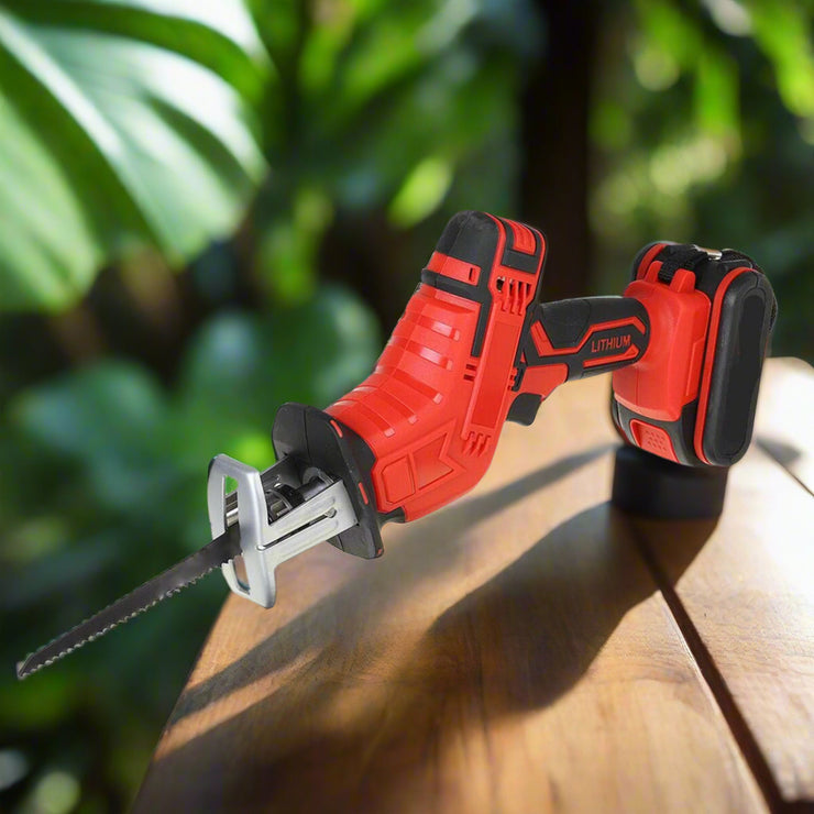 RED CORDLESS ELECTRIC RECIPROCATING HIGH - POWER SAW CUTTER WITH BLADES - NickAlly