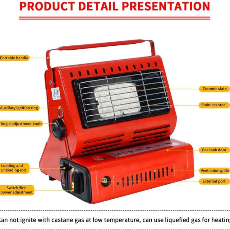 Butane Gas Heater Portable for Camping, Hiking, Outdoor Use Survival Heater Red
