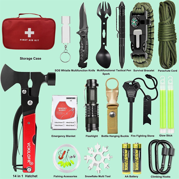 32-IN-1 EMERGENCY SURVIVAL EQUIPMENT CAMPING KIT