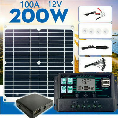 200W 12V SOLAR PANEL KIT WITH REGULATOR FOR CAMPING AND CARAVANS - NickAlly