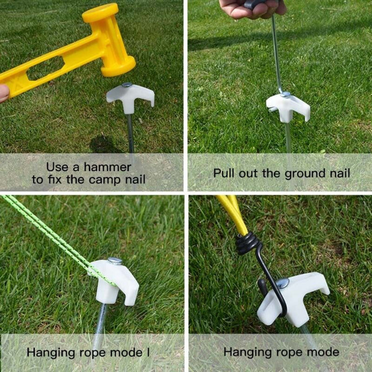 15 PIECE SET OF HEAVY - DUTY GALVANISED STEEL SCREW - IN OUTDOOR CAMPING STAKES - NickAlly