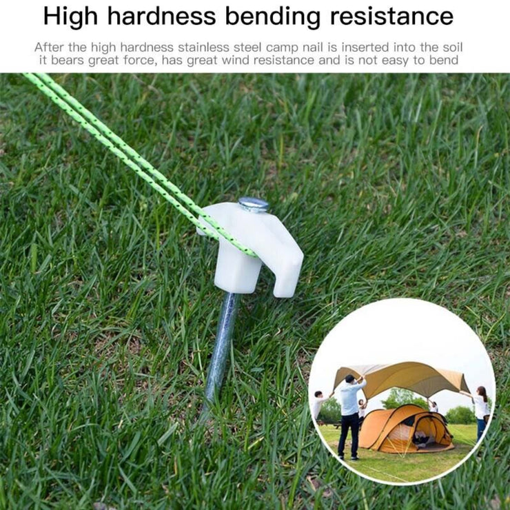 15 PIECE SET OF HEAVY - DUTY GALVANISED STEEL SCREW - IN OUTDOOR CAMPING STAKES - NickAlly