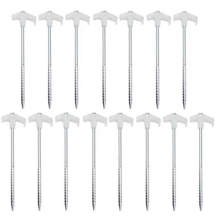 15 PIECE SET OF HEAVY - DUTY GALVANISED STEEL SCREW - IN OUTDOOR CAMPING STAKES - NickAlly