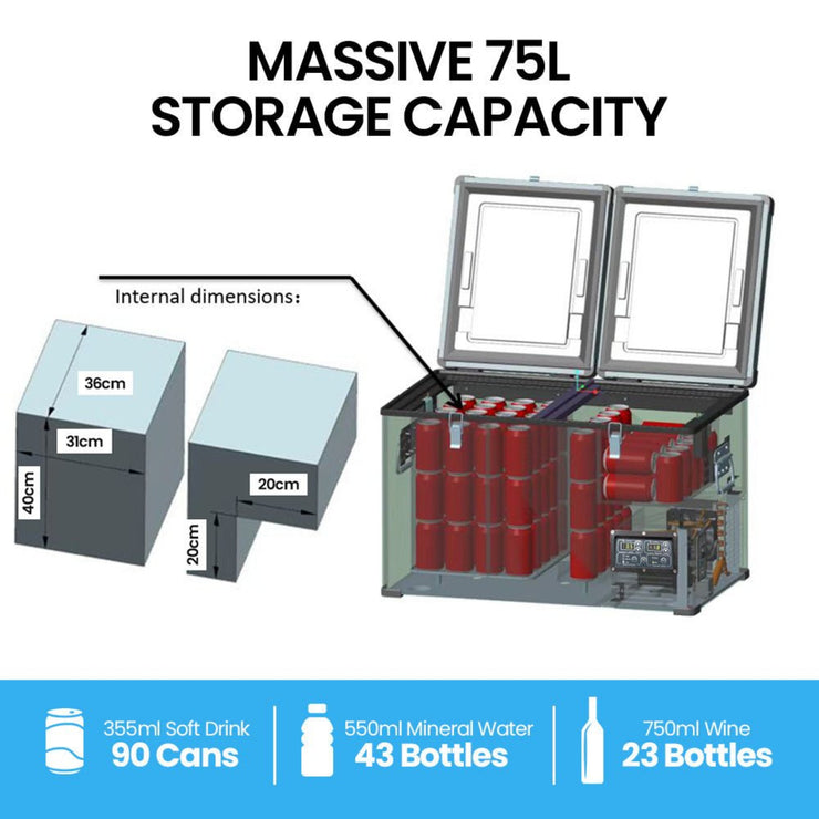 GECKO 75L DUAL - ZONE PORTABLE FRIDGE/FREEZER - NickAlly