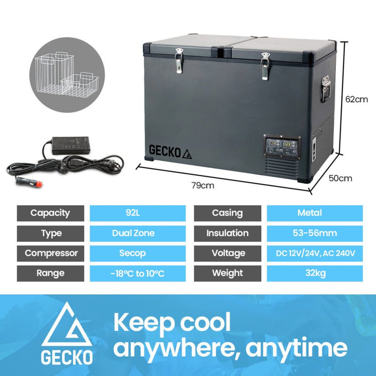 GECKO 92L DUAL - ZONE PORTABLE FRIDGE/FREEZER - NickAlly