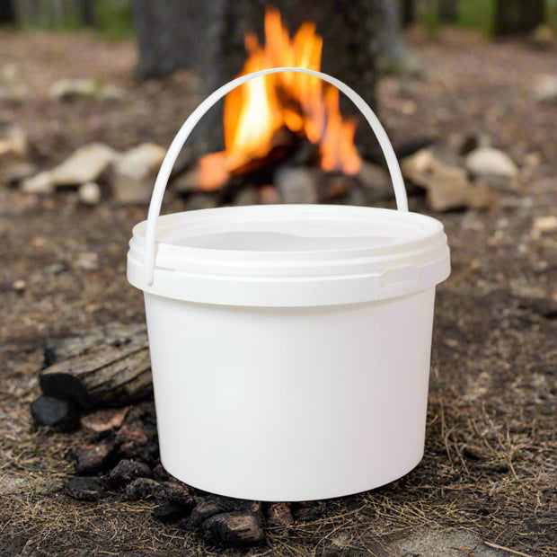 (x10) 5L White Plastic Buckets with Lids & Handles – Food-Grade Polypropylene Containers