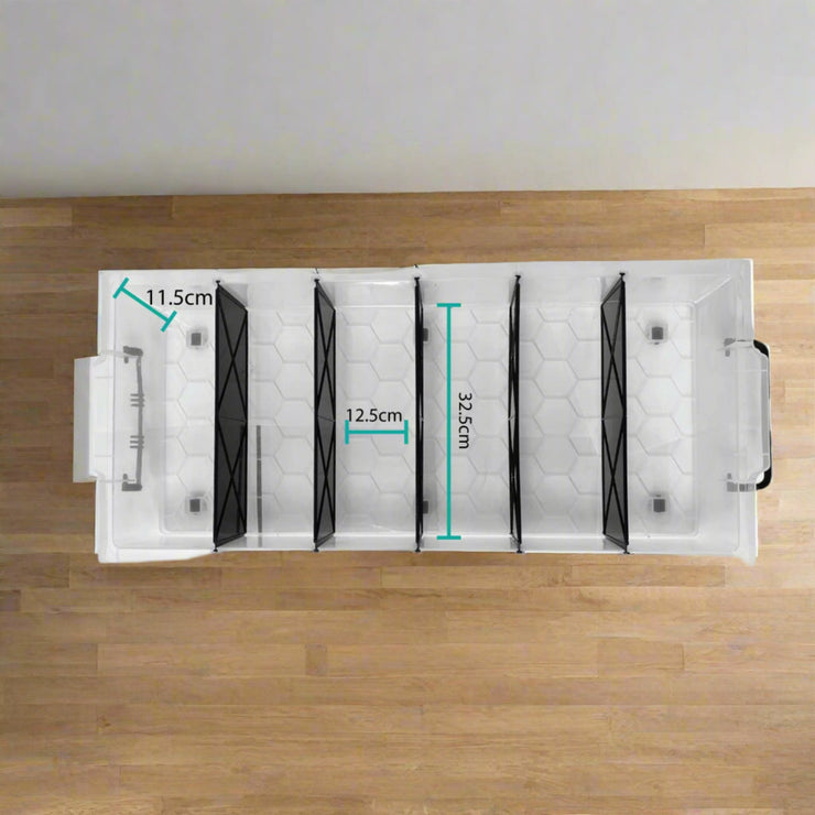 6 COMPARTMENT 27L STORAGE CONTAINERS ON WHEELS FOR UNDER THE BED - NickAlly