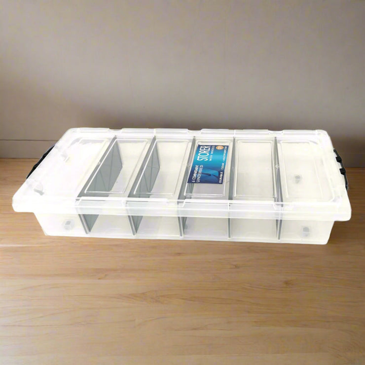 6 COMPARTMENT 27L STORAGE CONTAINERS ON WHEELS FOR UNDER THE BED - NickAlly