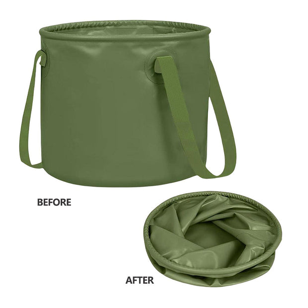 13L PORTABLE FOLDING GREEN STORAGE BUCKET