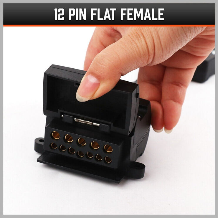 7 PIN FLAT MALE PLUG TO 12 PIN FLAT FEMALE SOCKET TRAILER/CARAVAN ADAPTOR - NickAlly
