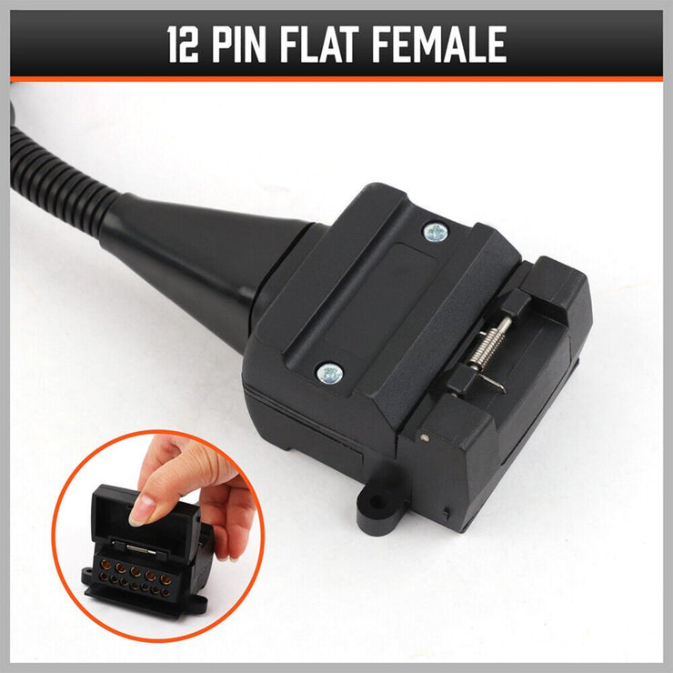 7 PIN FLAT MALE PLUG TO 12 PIN FLAT FEMALE SOCKET TRAILER/CARAVAN ADAPTOR - NickAlly