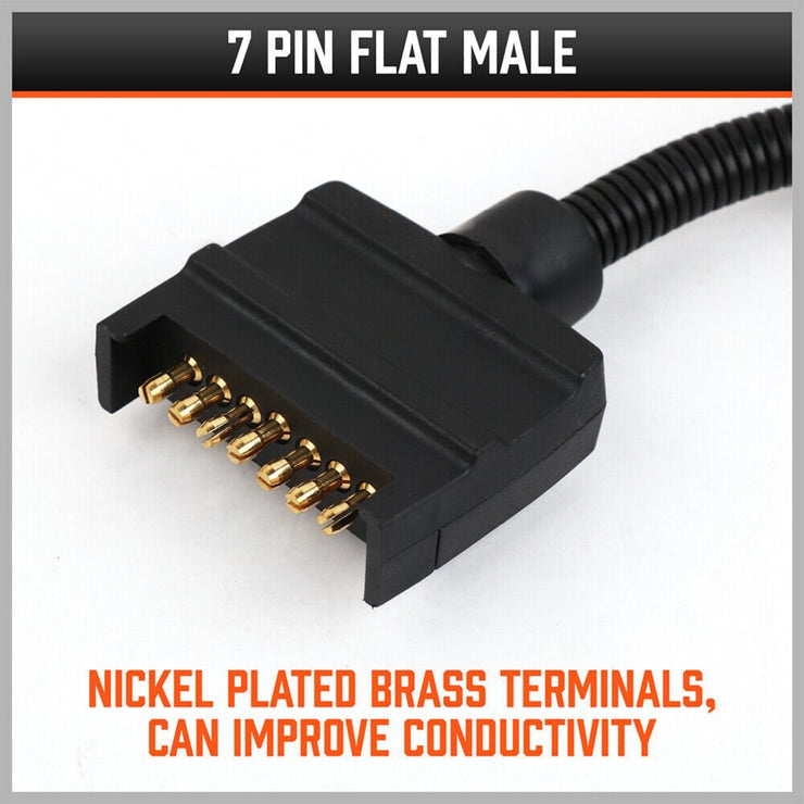 7 PIN FLAT MALE PLUG TO 12 PIN FLAT FEMALE SOCKET TRAILER/CARAVAN ADAPTOR - NickAlly