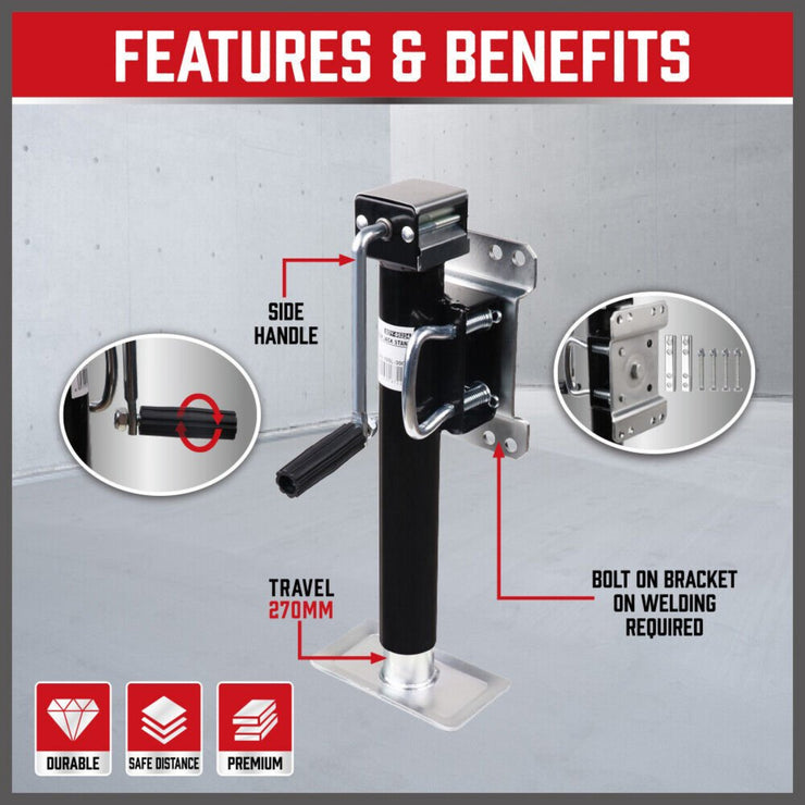 HEAVY - DUTY TRAILER OR CARAVAN JACK LEG STAND 2267KG/5000LBS SIDE HANDLE - NickAlly