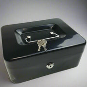 BLACK LOCKABLE METAL CASH BOX/SAFE WITH KEYS - NickAlly