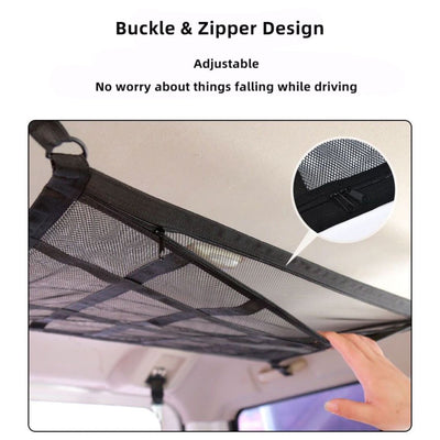 DURABLE & STURDY UNIVERSAL CAR ROOF TOP STORAGE MESH POCKET POUCH (70x50CM) - NickAlly