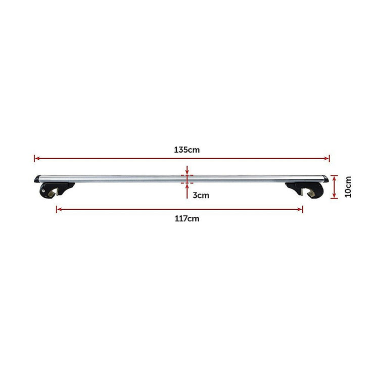 (X1) PAIR OF 1350MM UNIVERSAL ALUMINIUM CAR TOP ROOF RACK CROSS BARS - NickAlly