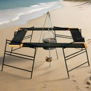 Camping Table Barbecue Rack (104x104x45 cm) – Portable Campfire BBQ & Picnic Table