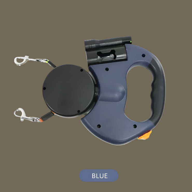 2 - IN - 1 DUAL RETRACTABLE AUTOMATIC DOG LEASH FOR EASILY WALKING TWO DOGS - NickAlly