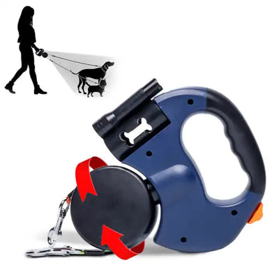2 - IN - 1 DUAL RETRACTABLE AUTOMATIC DOG LEASH FOR EASILY WALKING TWO DOGS - NickAlly
