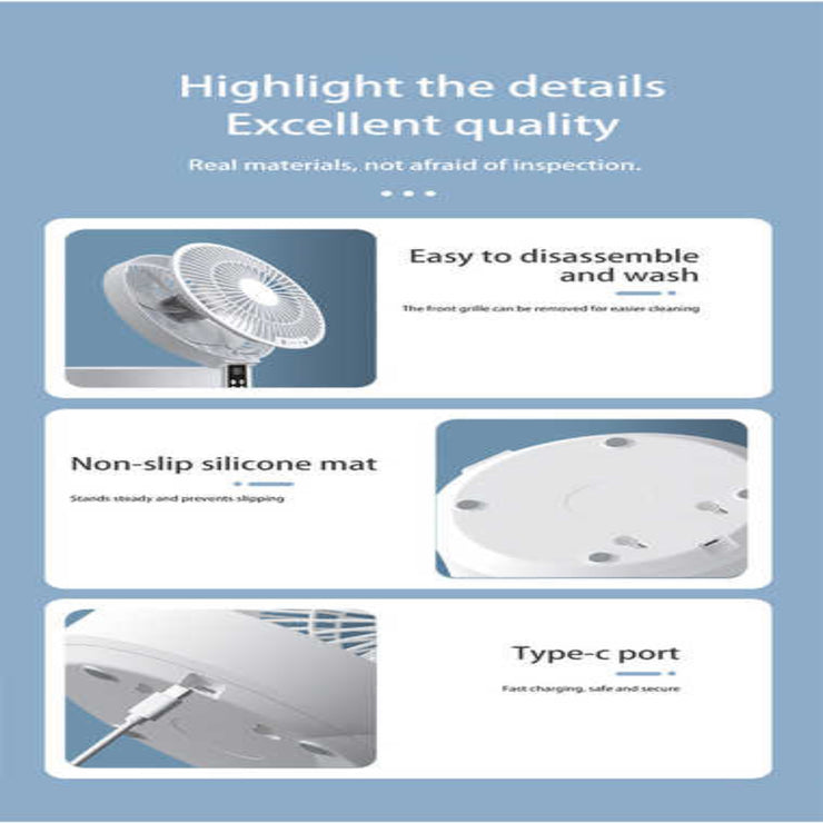 REMOTE - CONTROL WALL MOUNT FOLDABLE MINI USB FAN WITH NIGHT LIGHT - NickAlly