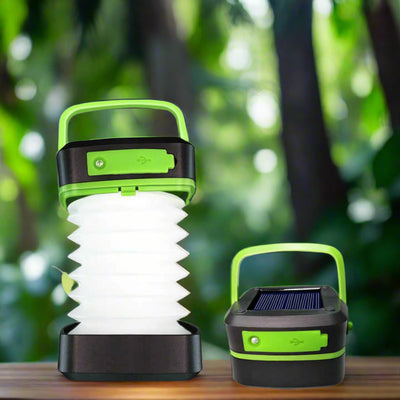 COLLAPSIBLE SOLAR LED LIGHT WEIGHT CAMPING LANTERN - USB CHARGING - NickAlly
