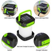 COLLAPSIBLE SOLAR LED LIGHT WEIGHT CAMPING LANTERN - USB CHARGING - NickAlly