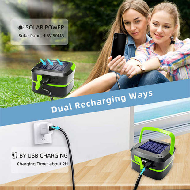 COLLAPSIBLE SOLAR LED LIGHT WEIGHT CAMPING LANTERN - USB CHARGING - NickAlly