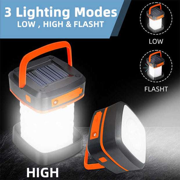 COLLAPSIBLE SOLAR LED LIGHT WEIGHT CAMPING LANTERN - USB CHARGING - NickAlly