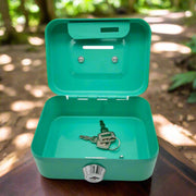 Green Lockable Mini Cash Box with Handle – Secure Portable Money & Valuables Storage