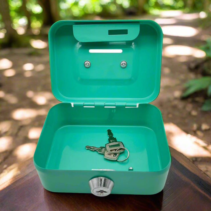 Green Lockable Mini Cash Box with Handle – Secure Portable Money & Valuables Storage