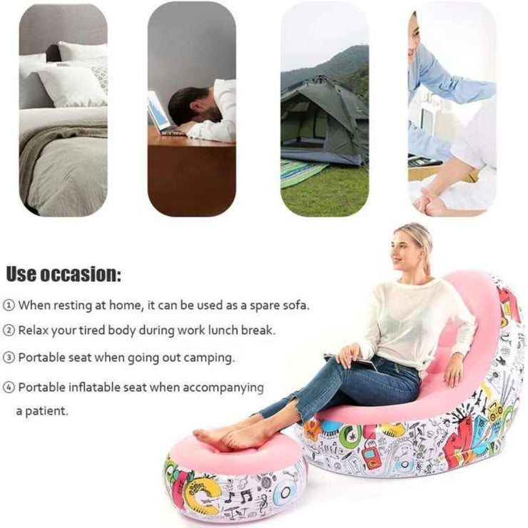 INFLATABLE WATERPROOF SOFA CHAIR WITH OTTOMAN GREAT WHEN CAMPING - NickAlly