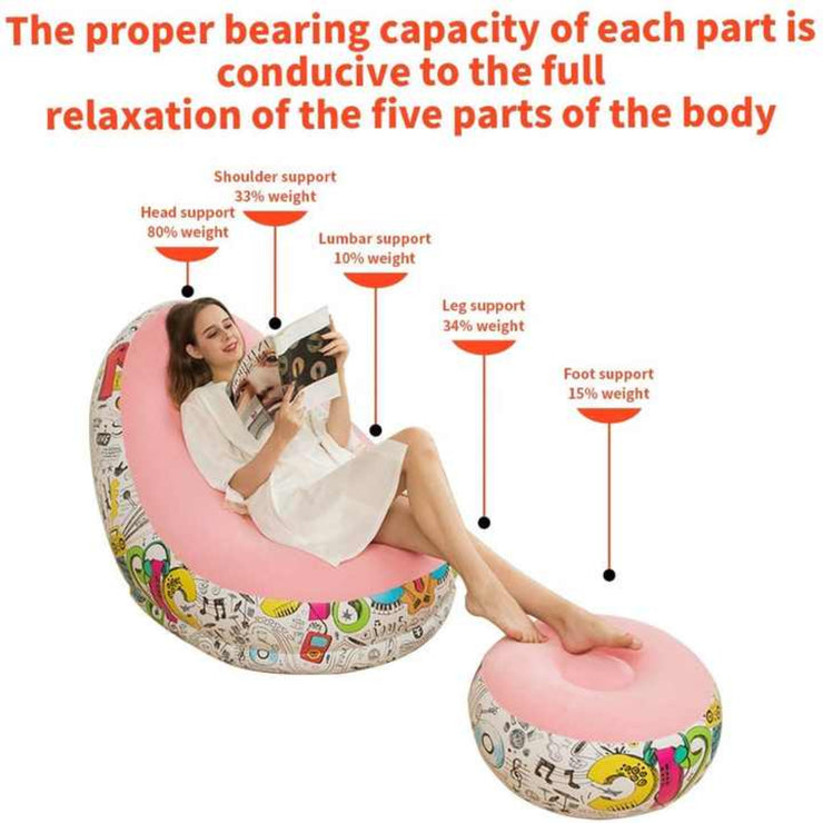 INFLATABLE WATERPROOF SOFA CHAIR WITH OTTOMAN GREAT WHEN CAMPING - NickAlly