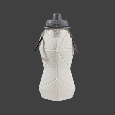 White and Grey Cup Lid Ultimate Foldable Silicone Water Bottle - Lightweight Leakproof Travel & Sports Hydration - 700ml - NickAlly
