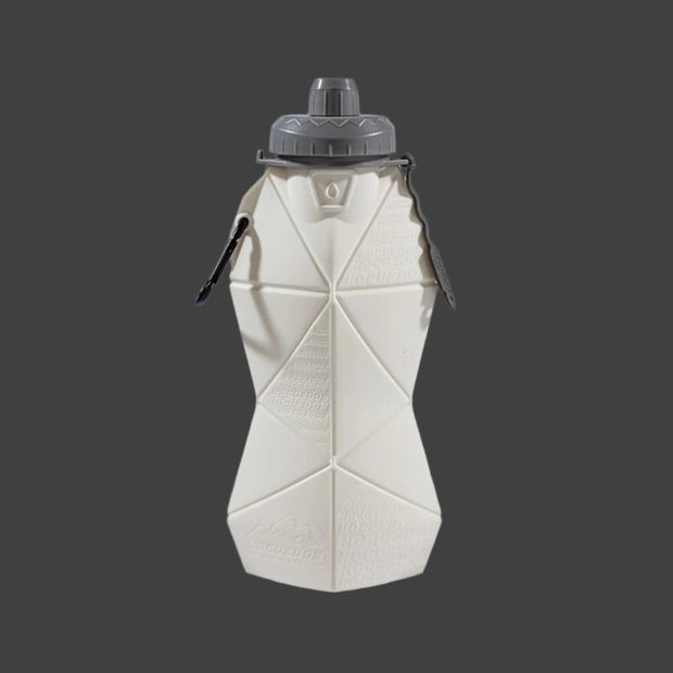 White and Grey Cup Lid Ultimate Foldable Silicone Water Bottle - Lightweight Leakproof Travel & Sports Hydration - 700ml - NickAlly
